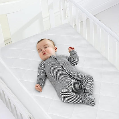 Waterproof Crib Mattress Protector 2 Pack Fitted Crib Sheets Cover Toddler Bed Mattress Pad Protector for Boys Girls, Skin-Friendly & 100% Absorbent Machine Wash
