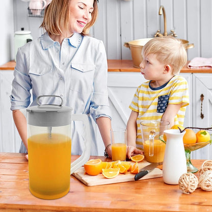 1 Pack Mixing Pitcher for Drink, 2 Quart/ 64oz Plastic Water Pitcher with Lid and Clean Sponge Brush, Angled Plastic Blades and Adjustable Mixer Plunger for Juice, Milk, Beverage Container