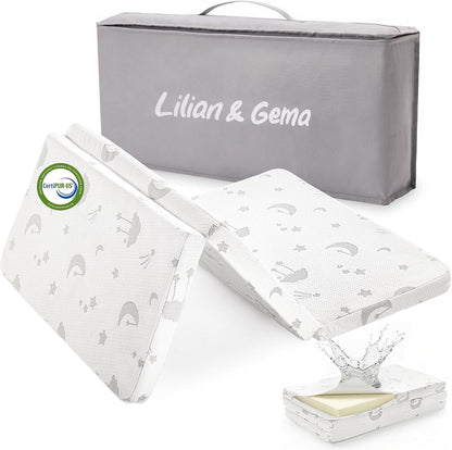 Lilian&Gema Pack and Play Mattress 38"x26"x1.5", Pack N Play Mattresses Pad for Play Pen and Playard, Premium Foam Playpen Mattress Topper with Washable Cover & Traveling Bag for Baby Toddler