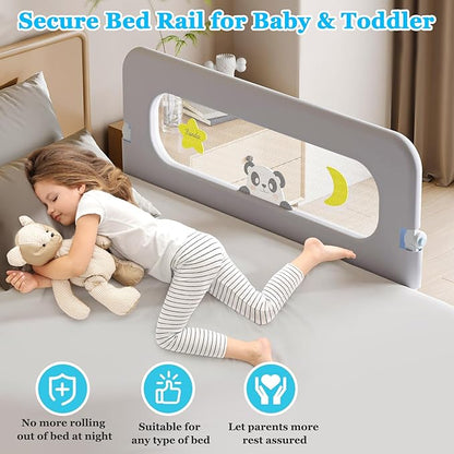 Baby Bed Guard Rail for Toddler - Adjustable Heights, Swing Down Bedrail, Extra Tall Child Safety Side Railing Guards for Kids - Toddler Bed Rail for Queen, King, Twin, and Bunk Size Beds (59 inch)