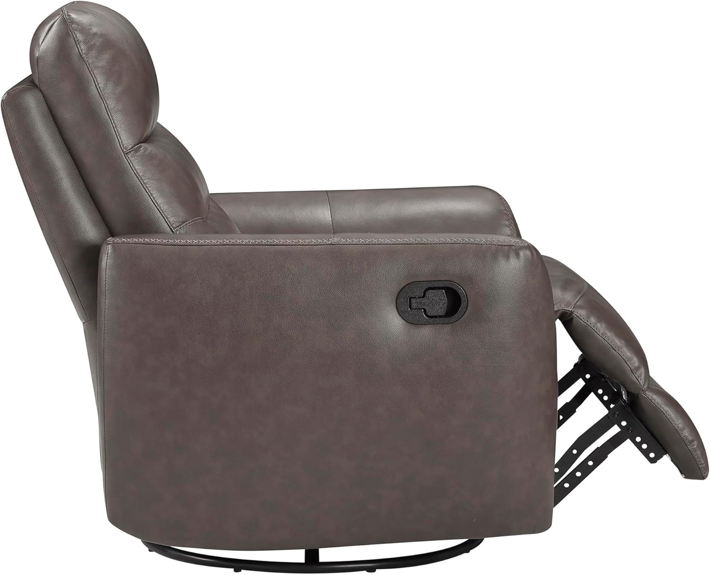 Lexicon 360 Degree Swivel Glider Reclining Chair, Manual Tab Pull Recliner, Leather Match Swivel Glider Recliner with Plush Foam, Sturdy Frame for Living Room/Office/Bedroom, Taupe