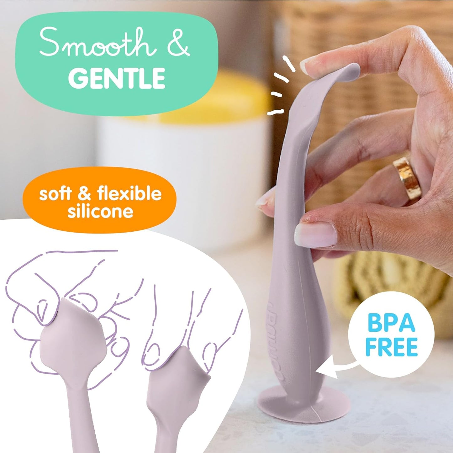 Bumco Diaper Cream Spatula (Mini) - BPA-free Butt Paste Diaper Cream Applicator, Soft & Flexible Diaper Rash Cream Applicator, Butt Spatula Baby, Mom-Invented Diaper Bag Essentials (Lilac)