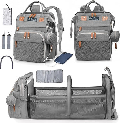 Baby Diaper Bag Backpack, Bonus Changing Pad, Large Capacity, USB Port, Pacifier Case, Mosquito Net & Wipes Bag | Stylish Travel Bag for Boys, Girls, Moms & Dads | Shower Gift