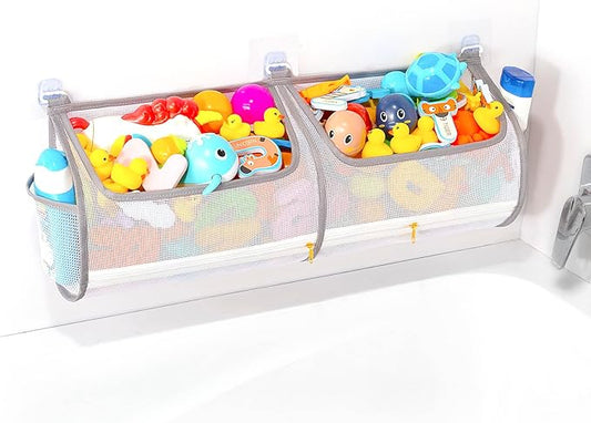 Ligereza 2-in-1 bath toy storage double capacity bath toy holder helps bath toy storage for tub classification, bath toy organizer for tub for kids to easily take favorite toys