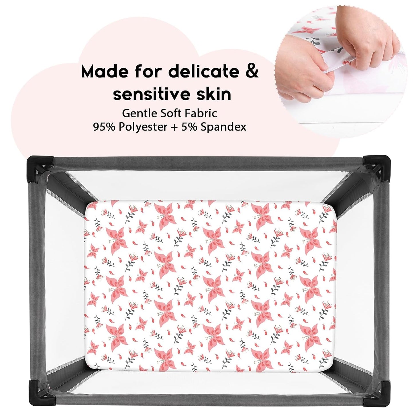 Yoofoss Pack and Play Sheets Fitted, Mini Crib Sheets 2-Pack for Pack N Play Mattress, Stretchy Playard Sheet, Soft and Breathable Green+Giraff