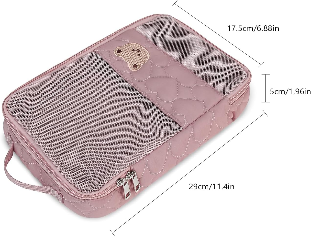 MOMIGO Baby Diaper Bag Organizer Pouches - 2 Pack Waterproof Pod Hanging Diaper Bag Cute Bear Mesh Bag Reusable, Washable or Baby Cloth Diapers