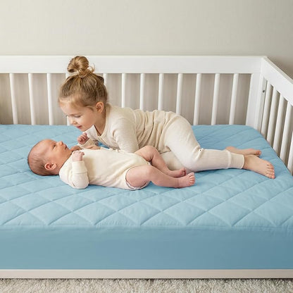 Quilted Crib Mattress Protector (2-Pack), Soft Toddler Mattress Pad Cover, Fits Standard Baby Crib Mattress 52x28''