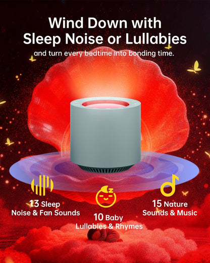 White Noise Sound Machine: Red Light Therapy Sleep Sound Machine with 38 Soothing Sounds & Calming Womb Soother, Memory Function, Dimmable Nursery Night Light with Timer for Baby Adult Gift