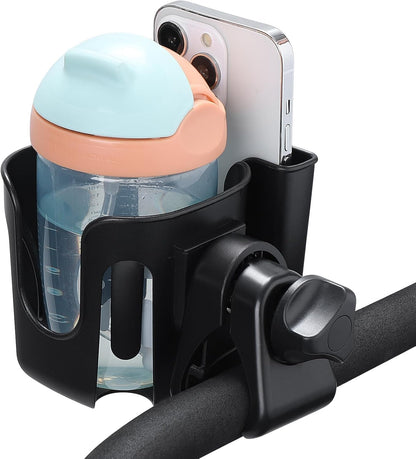 Accmor Universal Cup Holder, Stroller Cup Holder with Phone Holder, 360° Rotatable Large Caliber Designed Bottle Holder for Stroller, Bike, Wheelchair, Walker, Scooter