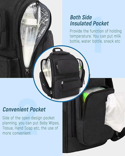Mancro Diaper Bag Backpack for Woman, Waterproof and Lightweight Large Capacity Baby Diaper Bag, Multipurpose Travel Diaper Bag for Dads Moms,Green and Brown