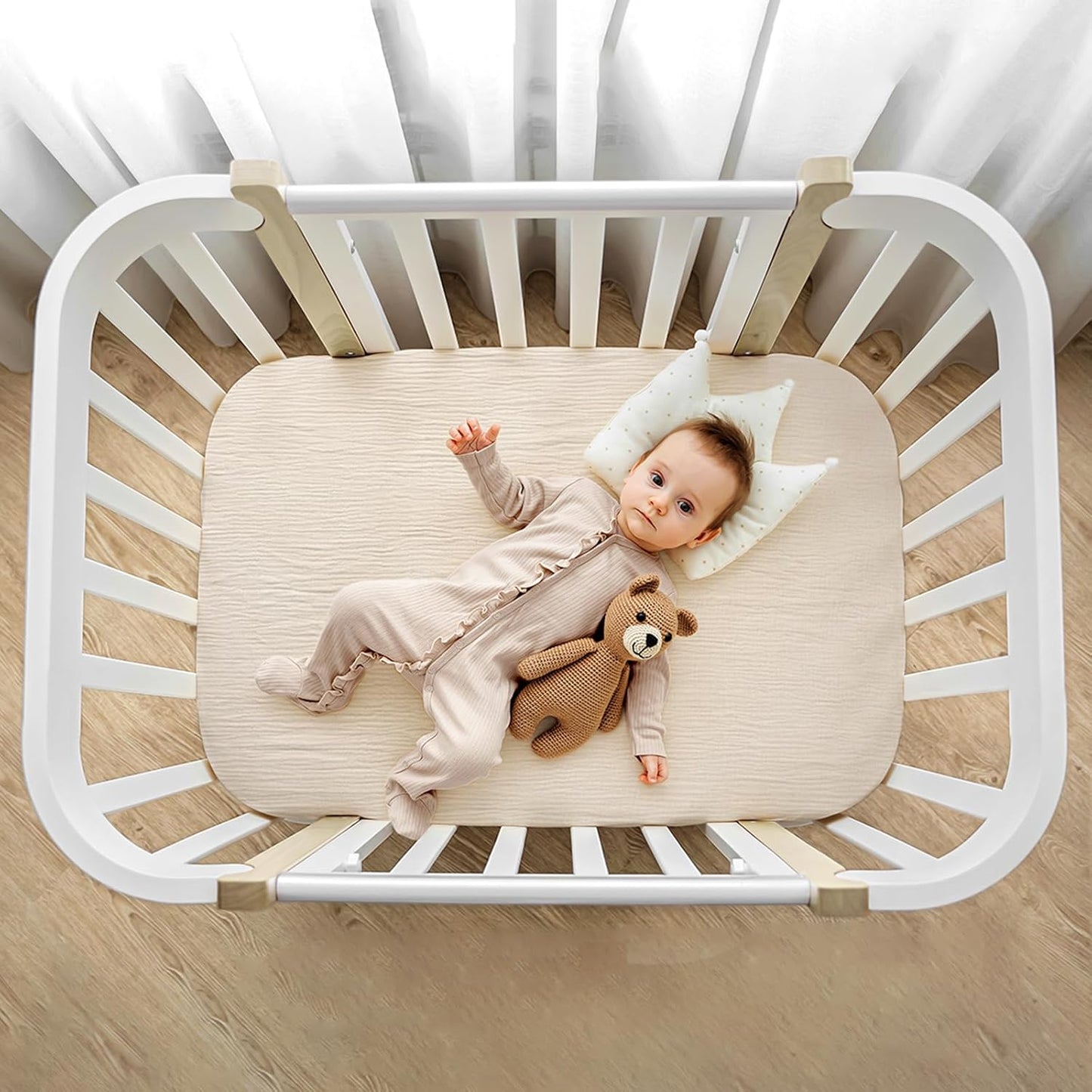 lulumoon Muslin Bassinet Sheets for Baby: Soft Bedside Sleeper Bassinet Fitted Sheets for Boys and Girls
