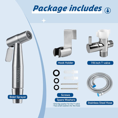 Handheld Bidet Sprayer for Toilet - Feminine Wash, Toilet Cleaning - Stainless Steel, Adjustable Water Pressure, Easy Installation