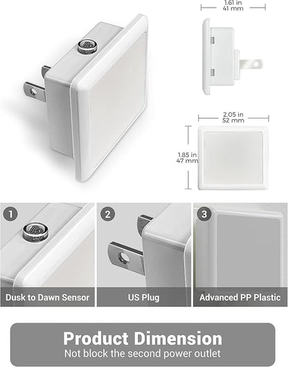 JandCase Night Lights Plug into Wall, LED Night Light with Light Sensors[2 Pack], 5000K Bright Night Light for Bathroom,Nightlight Plug in Suitable for Living Room, Adults, Hallway