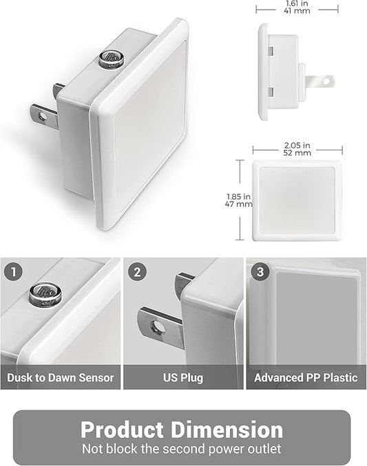 JandCase Night Lights Plug into Wall, LED Night Light with Light Sensors[2 Pack], 5000K Bright Night Light for Bathroom,Nightlight Plug in Suitable for Living Room, Adults, Hallway