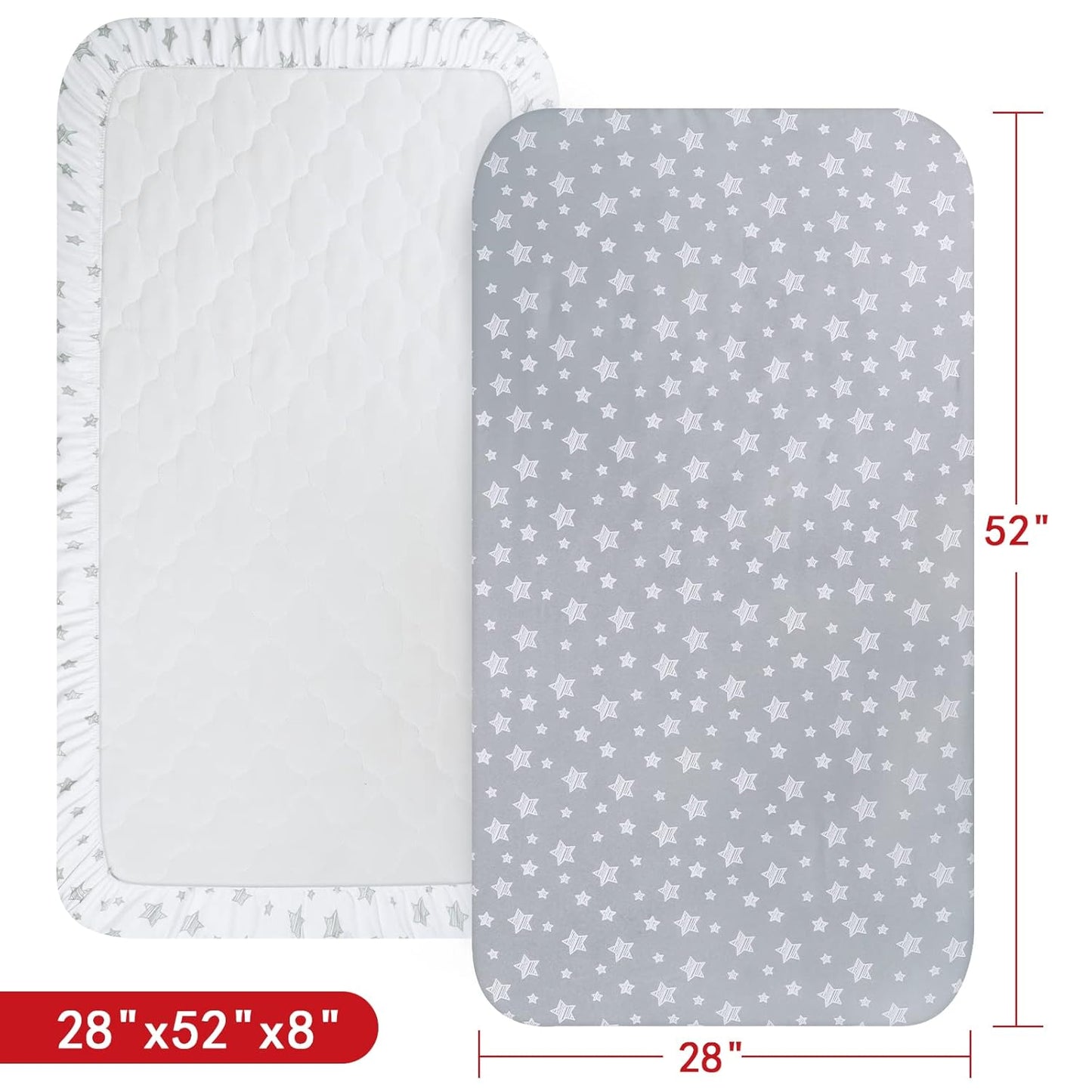 Pack and Play Sheets, 2 Pack Mini Crib Sheets, Stretchy Playard Fitted Sheet, Compatible with Graco Pack n Play, Soft and Breathable Material, Planet & Flower