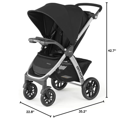 Chicco Bravo LE ClearTex Full-Size Stroller for Babies and Toddlers, UPF-Rated Canopy, GREENGUARD Gold Certified, Lightweight, One-Hand Compact Fold, Pewter/Grey