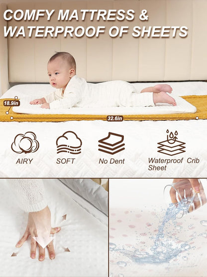 Baby Bassinet Bedside Sleeper - Upgrade Safety Bassinets with Crib Sheet, Easy to Move, 4 Adjustable Height Bedside Bassinet for Infant Newborn, Cream | More Safer, Easy Move, Storage Bag, Waterproof Sheet, Storage Bag, Easy to Install