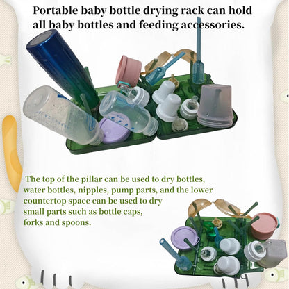Travel Bottle Drying Rack Space Saving,Foldable Bottle Drying Rack with 16 Ribs,Portable Baby Bottle Drying Rack for Bottles,Breast Pumps and Other Feeding Accessories,Widely Used Daily Basis