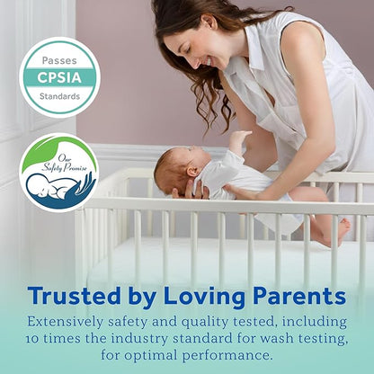 Sealy Baby Cool Comfort Cooling Breathable Waterproof Crib Mattress Protector Pad, Toddler Bed Cover, Infant and Newborn Durable Comfortable Topper, Machine Washable and Dryer Friendly, 52x28”- White