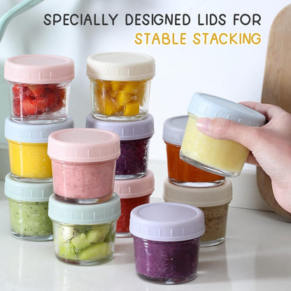 VITEVER 12 Pack Glass Baby Food Storage Containers - 8 oz Baby Food Storage Jars With Lids, Baby Food Maker, Microwave, Dishwasher & Freezer Safe