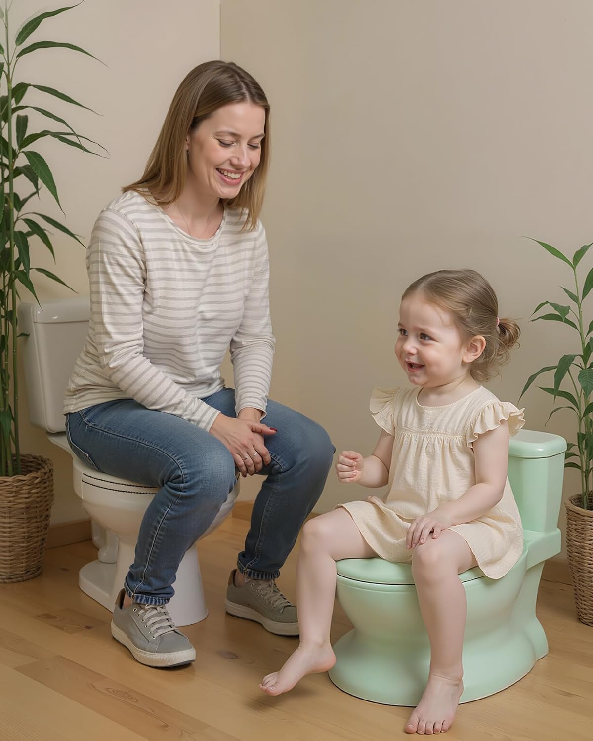 Realistic Potty Training Toilet - Flushing Sounds, Wipes Storage, Disposable Liners, Easy to Clean for Toddler Boys and Girls (Pink)