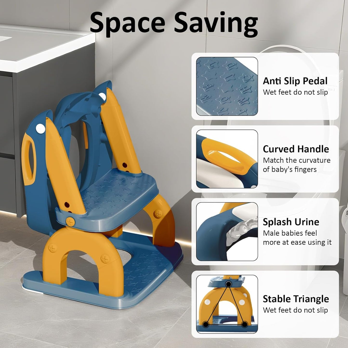 DEEKI Potty Training Seat Upgrade 2 in 1 Toddler Training Toilet Chair Potty Seat with Step Stool Ladder for Baby Kids Boys Girls(Grey)