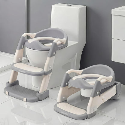 SereneLife 2-in-1 Potty Chair & Potty Training Seat with Step Stool Ladder - Height Adjustable Kids/Toddler Toilet Seat with Stable Anti-Slip Design, Cushioned Seat & Splash Guard For Boys Girls