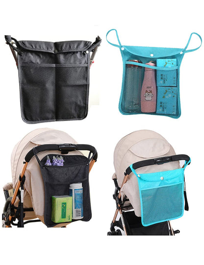 2 PCS PACK Umbrella Stroller Organizer, Black & Sky Blue, Holds water bottles, extra diapers wipes, toddler sweat shirt (Black+Sky Blue)