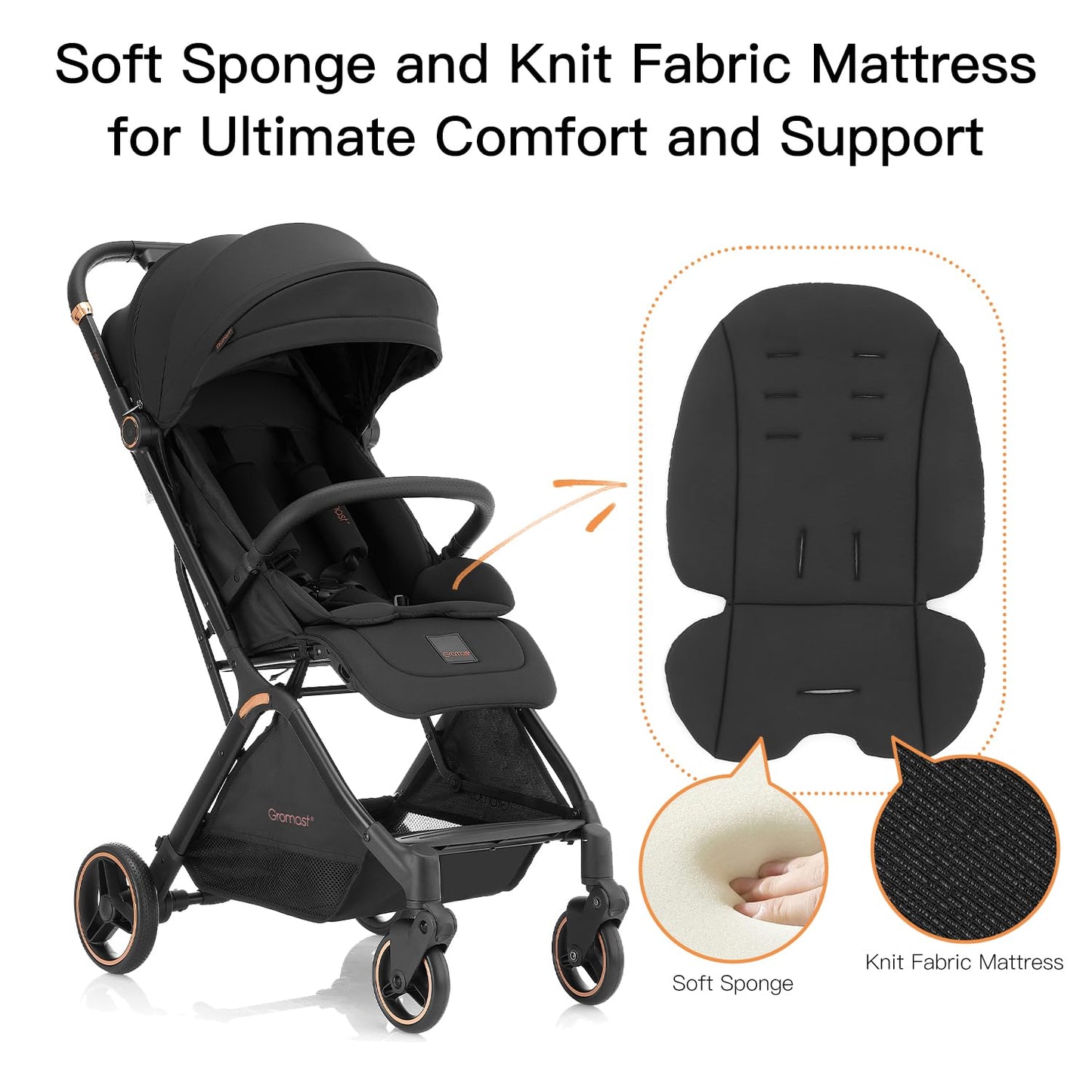Gromast Gravity Folding Baby Stroller - Portable Travel Toddler Stroller w/Adjustable Backrest, Canopy & Cup Holder, Lightweight and UV Protected, One-Hand Automatic Folding - Green