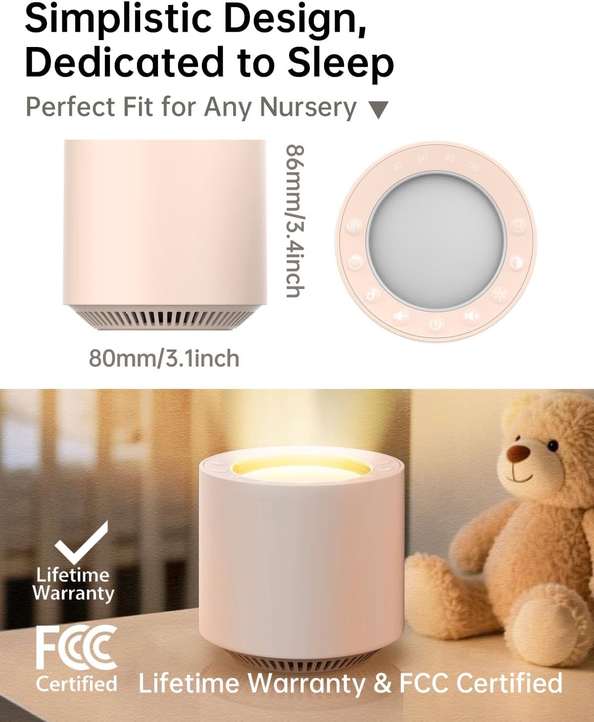 White Noise Sound Machine: Red Light Therapy Sleep Sound Machine with 38 Soothing Sounds & Calming Womb Soother, Memory Function, Dimmable Nursery Night Light with Timer for Baby Adult Gift