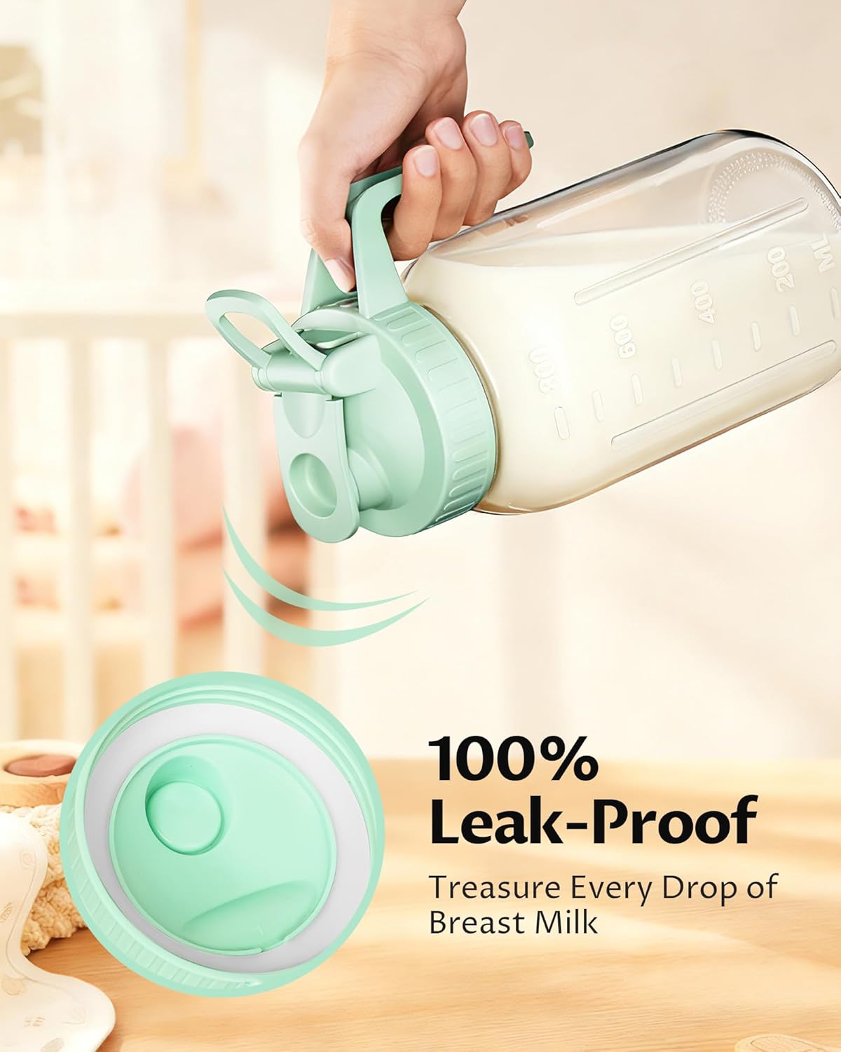 32oz Breast Milk Pitcher with Lid - Airtight Leakproof Glass Storage with Flip Cap & Pour Spout, Wide Mouth 1 Quart Breastmilk Storage Container Breastfeeding Essentials for Breastmilk, Formula, Milk