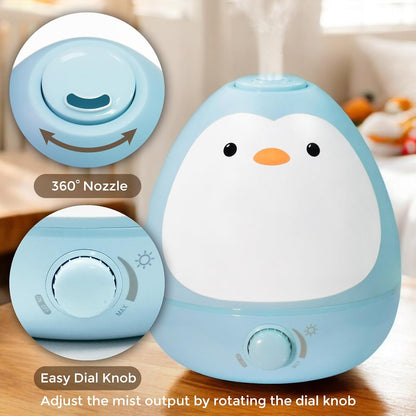 Earnest Living Baby 3-in-1 Cool Mist Humidifier with Essential Oil Diffuser + Nightlight, BPA Free Phenol Free Humidifier for Kids Bedroom, Nursery + Large Rooms, Whisper-Quiet, Auto Shut Off