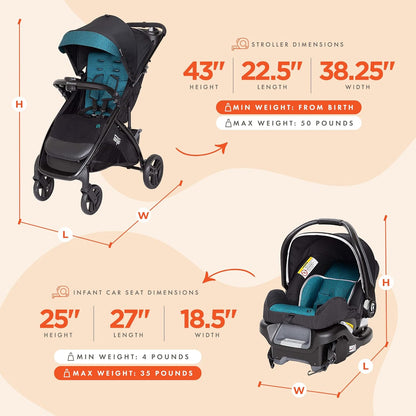 Baby Trend Tango PRO Travel System with Secure-Lift Infant Car Seat, Dash Black