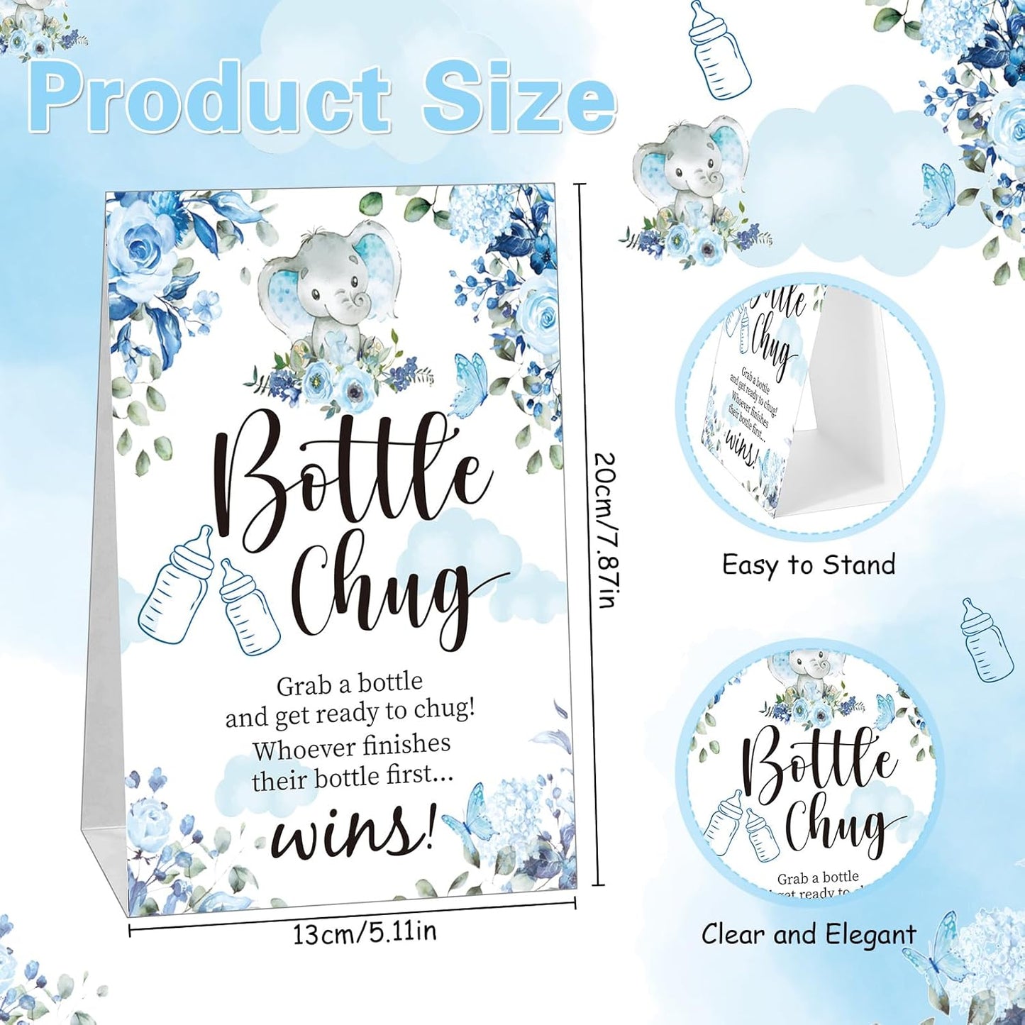 TrelaCo Bottle Chug Baby Shower Game 20 Pcs Baby Bottles Shower Favor with 1 Greenery Theme Sign for Gender Reveal Party Supplies Gifts(Green)
