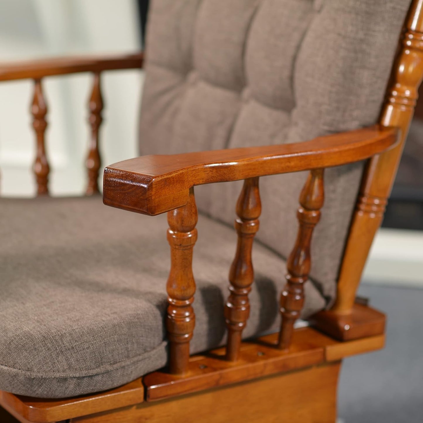 Rustic Glider Chair for Nursery with Ottoman, Resistant Rubber Wood Nursery Glider and Ottoman Sets for Relaxing, Rocking Chair for Living Room Bedroom