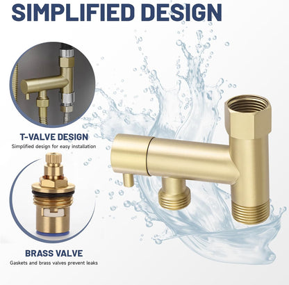 Chrome Handheld Bidet Sprayer for Toilet with Bidet Hose Brass Cloth Diaper Sprayer Bathroom Toilet Attachment for Feminine Wash, Wall Mount or Toilet Mount