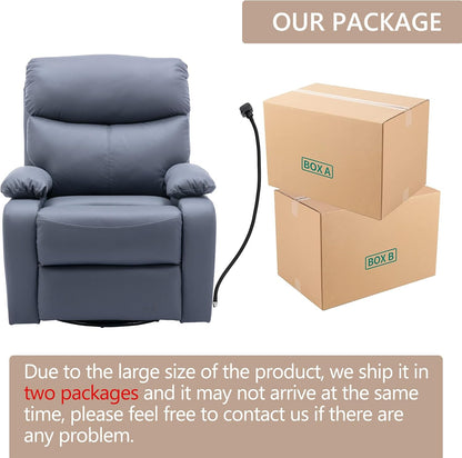 Oversized Swivel Rocking Chair, Manual Large Rocker Recliner Chairs for Adults, Corduroy Nursery Glider Barrel Chair with 2 Pillows, Wide Recliner for Living Room, Bedroom, Nursery, White
