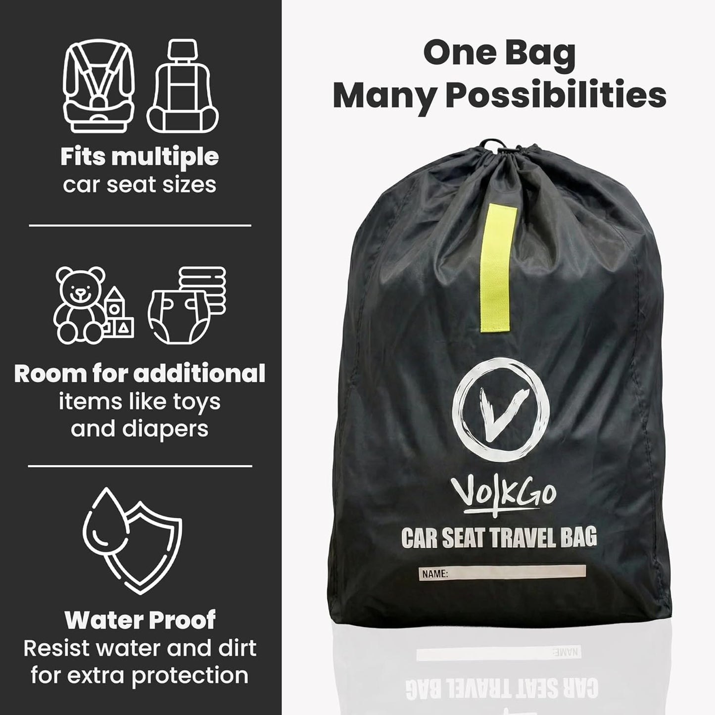 V VOLKGO Car Seat Travel Bag For Airplane with Padded Backpack Shoulder Straps, Gate Check Bag, Car Seat Bags for Air Travel Carseat Travel Cover, Carseat Travel Bag Cover for Airplane Travel