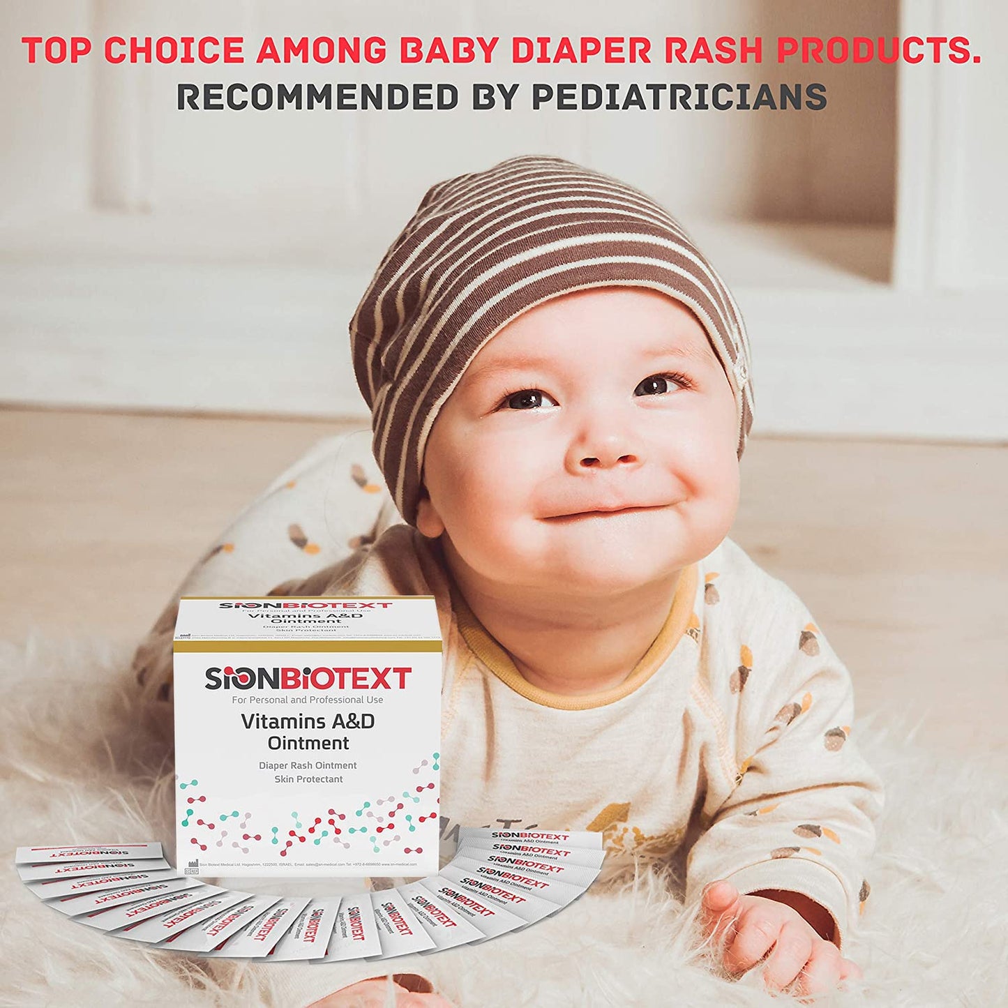 A and D Ointment by Sion Biotext Baby Diaper Rash Vitamin A + D Cream for Dry Skin, Cuts, Burns Soothing Baby Care Medical Moisturizer + First Aid. (1 Tube 4oz)