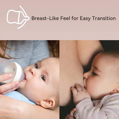 Silicone Replacement Nipple, Small Flow Nipples for Wide Neck Bottles, 0+ Months, 10 Count