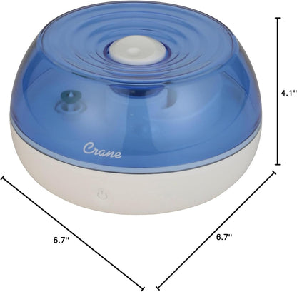 Crane Personal Ultrasonic Cool Mist Humidifier – 1.5 Liter, 8-Hour Run Time, Whisper Quiet, Auto Shut-Off, Filter-Free for Small Rooms, Offices, Nursery, Travel
