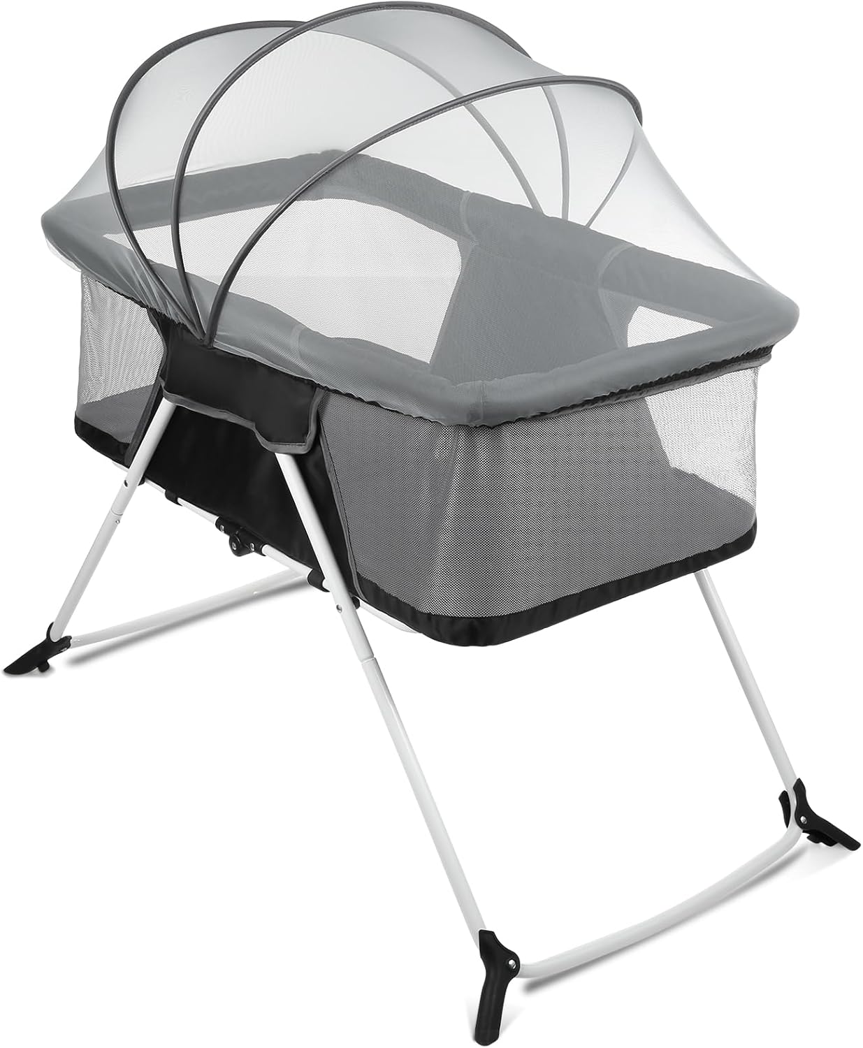Portable Baby Bassinet - Foldable Bedside Bassinet, Lightweight Playpen with Mosquito Net, 42.5 x 40.2 x 20.8 inches, Black