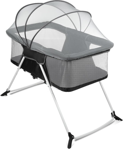Portable Baby Bassinet - Foldable Bedside Bassinet, Lightweight Playpen with Mosquito Net, 42.5 x 40.2 x 20.8 inches, Black