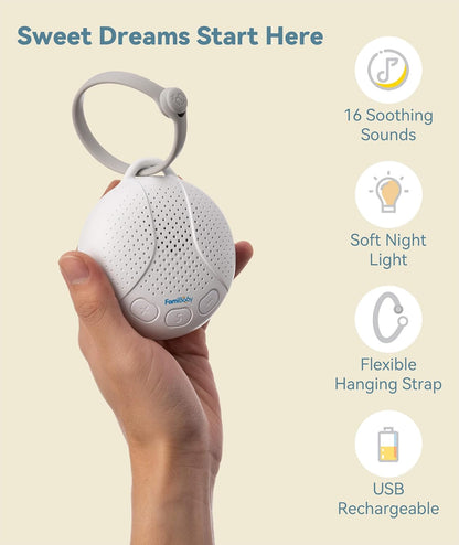Sound Machine for Babies and Kids - Baby Sleep Soother | Portable White Noise Machine with Night Light for Nursery | 16 Soothing Sounds | Shush | Travel | Registry Gift | Baby Shower