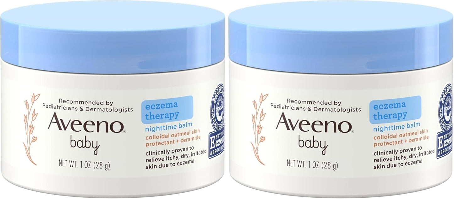 Aveeno Baby Eczema Therapy Nighttime Body Balm, Moisturizing Eczema Treatment, Ceramides, Triple Oat Complex, Soothes Dry, Itchy Skin, Hypoallergenic, Fragrance & Steroid Free, 11oz