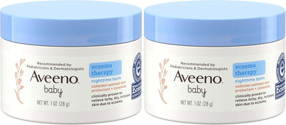 Aveeno Baby Eczema Therapy Nighttime Body Balm, Moisturizing Eczema Treatment, Ceramides, Triple Oat Complex, Soothes Dry, Itchy Skin, Hypoallergenic, Fragrance & Steroid Free, 11oz