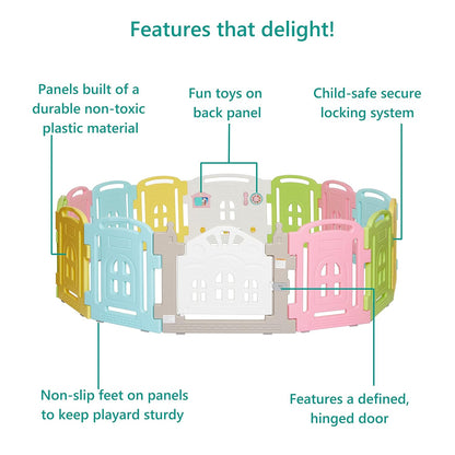 Dream On Me 14 Panel Groovy Play Center/Play Pen/Playard, Multi Colors