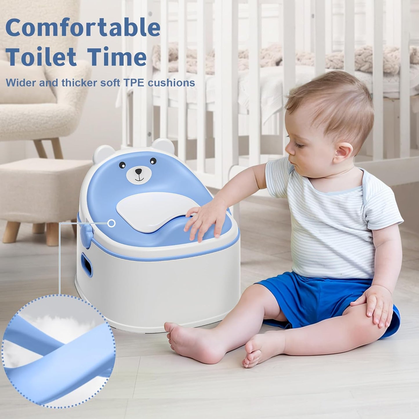 3-in-1 Potty Training Toilet, Portable Potty, Potty Training Seat and Toddler Step Stool, Easy Setup and Clean, Anti-Slip Toddler Potty Trainer for Boy Girl,Grey