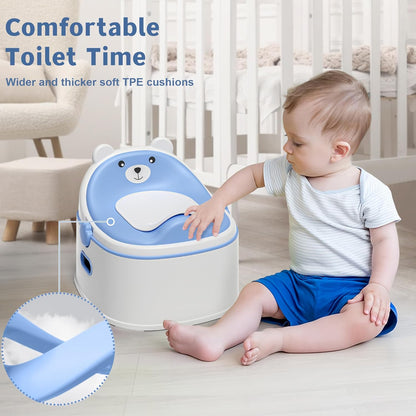3-in-1 Potty Training Toilet, Portable Potty, Potty Training Seat and Toddler Step Stool, Easy Setup and Clean, Anti-Slip Toddler Potty Trainer for Boy Girl,Grey