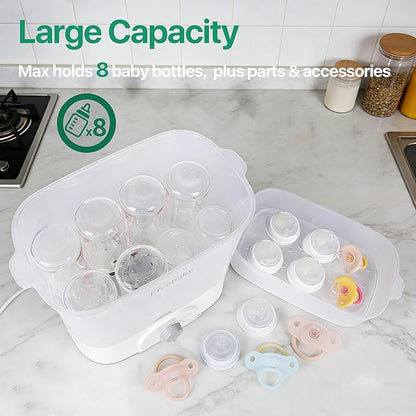 Freebaby Baby Bottle Sterilizer and Dryer,4 in 1 Electric Steam Sanitizer and Dryer for All Baby Bottle,Bottle Sanitizer for Pacifiers&Breast Pump Accessories,8 Bottles Capacity